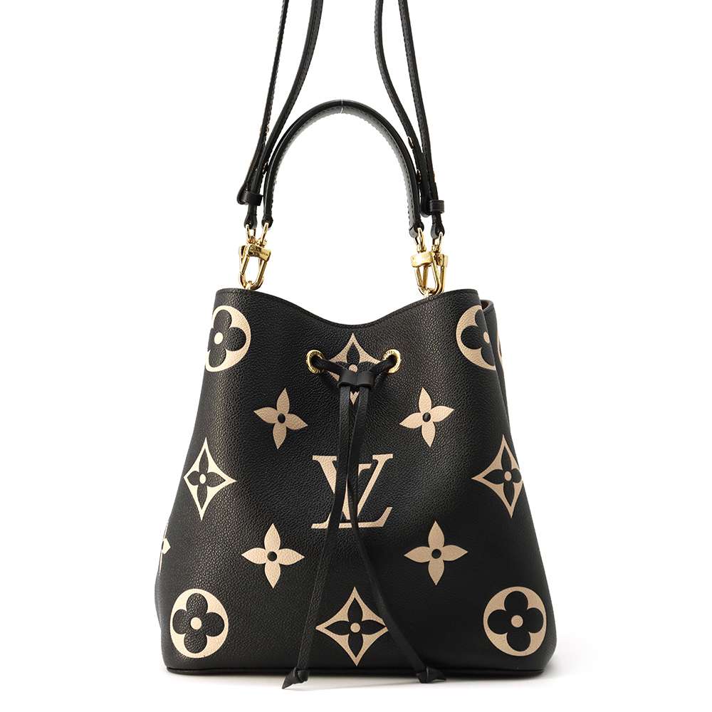 LOUIS VUITTON Neonoe Noir/BeigeM45497 Bicolor Monogram Empreinte Leather Size MM