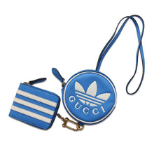 将图像加载到图库查看器中，GUCCI Multi-Coin purse &amp; card holder Adidas collaboration Blue721903 Leather
