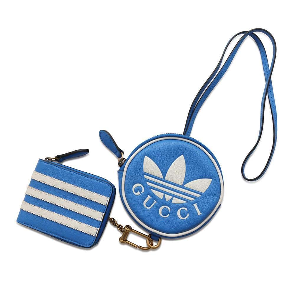 GUCCI Multi-Coin purse & card holder Adidas collaboration Blue721903 Leather