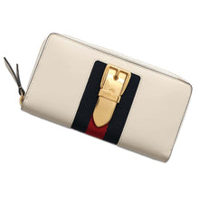 将图像加载到图库查看器中，GUCCI Sylvie Zip Around Long Cloth White476083 Leather
