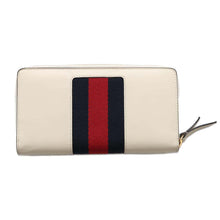 将图像加载到图库查看器中，GUCCI Sylvie Zip Around Long Cloth White476083 Leather
