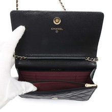 将图像加载到图库查看器中，CHANEL Matelasse Chain wallet BlackAP3745 Caviar Leather
