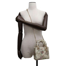 Load image into Gallery viewer, Dior Lady Dior 2WAYHandbag Ivory/Multicolor Satin Rhinestone Size Mini
