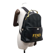 Load image into Gallery viewer, FENDI Pecan Backpack Black/Yellow7VZ053 Nylon Leather
