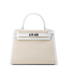 将图像加载到图库查看器中，HERMES Kelly Sellier New White/Ecru Toile H Swift Leather Size 28
