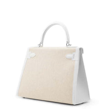 将图像加载到图库查看器中，HERMES Kelly Sellier New White/Ecru Toile H Swift Leather Size 28
