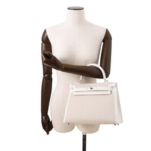 将图像加载到图库查看器中，HERMES Kelly Sellier New White/Ecru Toile H Swift Leather Size 28
