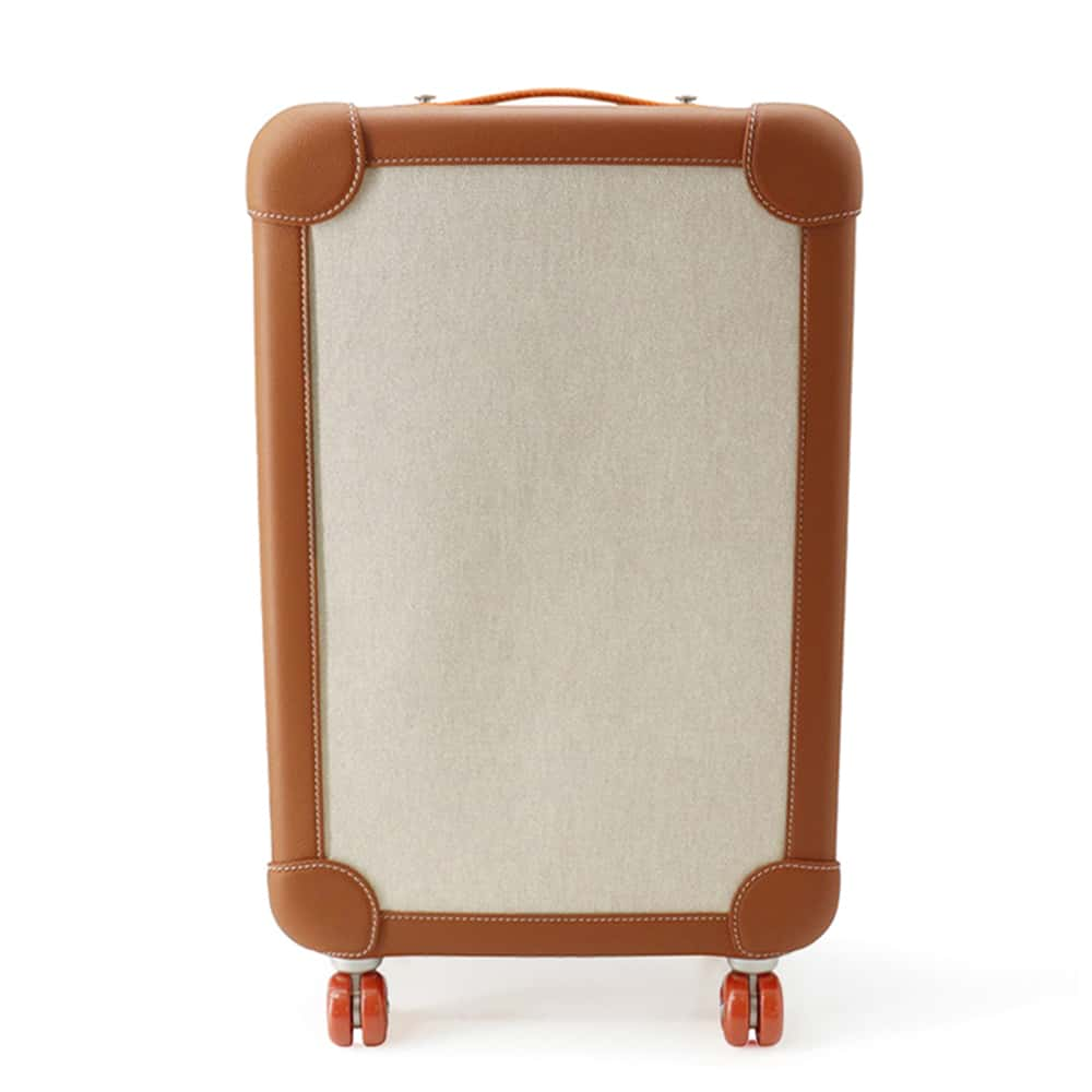 HERMES Rolling Mobility Suitcase Ecru/Beige/Fauve/Orange Toile H・Plume Taurillon・Legat