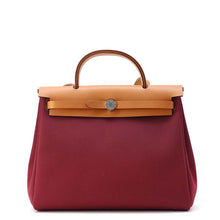 Load image into Gallery viewer, HERMES Herbag zip Bordeaux/Brown Toile Military Vache Hunter Leather Size PM
