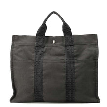 将图像加载到图库查看器中，HERMES Her Line Tote Gray Canvas Size MM
