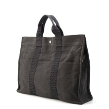 将图像加载到图库查看器中，HERMES Her Line Tote Gray Canvas Size MM
