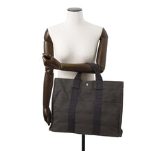 将图像加载到图库查看器中，HERMES Her Line Tote Gray Canvas Size MM
