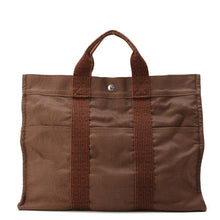 将图像加载到图库查看器中，HERMES Her Line Tote Brown Canvas Size MM
