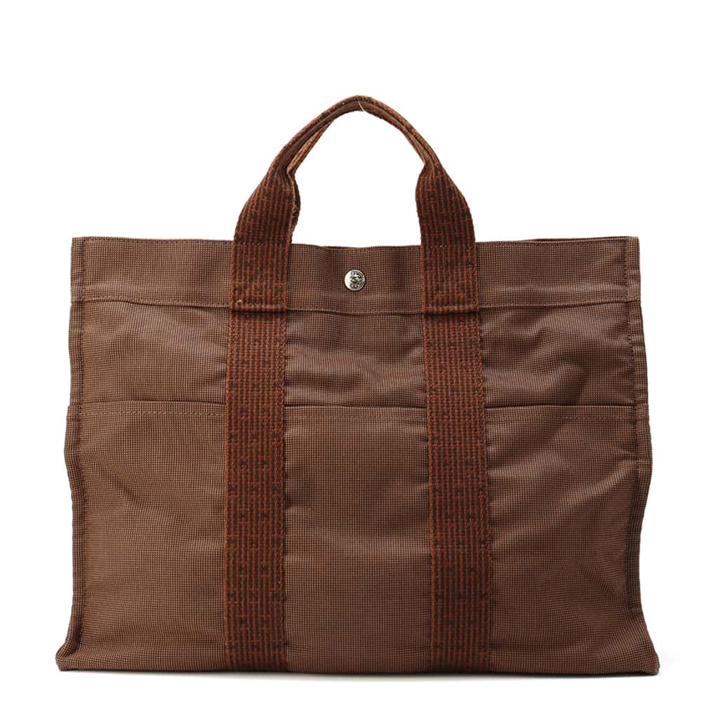 HERMES Her Line Tote Brown Canvas Size MM