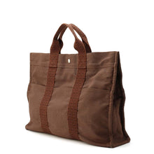 将图像加载到图库查看器中，HERMES Her Line Tote Brown Canvas Size MM
