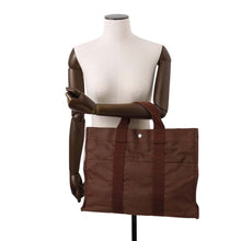 将图像加载到图库查看器中，HERMES Her Line Tote Brown Canvas Size MM
