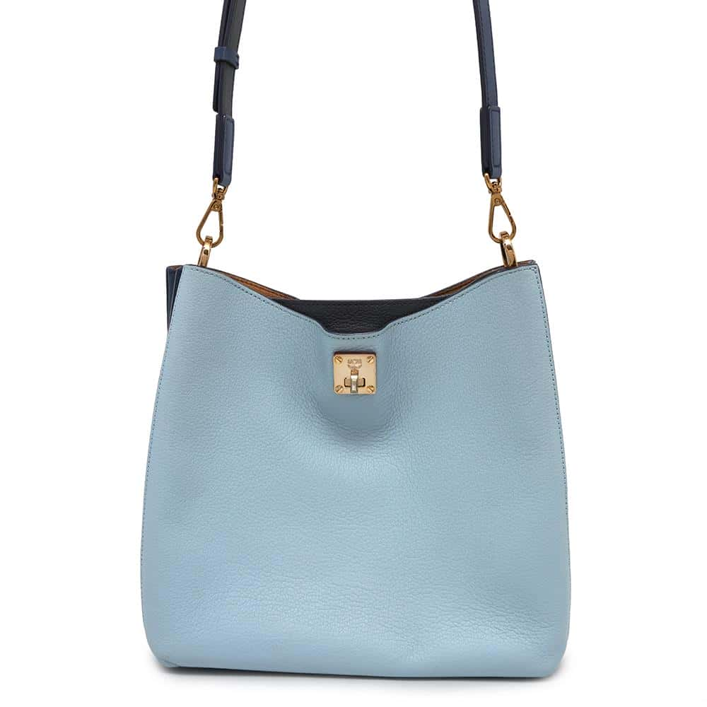 MCM Shoulder Bag Light Blue/Blue Leather