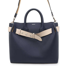 Load image into Gallery viewer, BURBERRY Belt 2WAY Tote Bag Navy/White8014099 Leather
