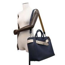 Load image into Gallery viewer, BURBERRY Belt 2WAY Tote Bag Navy/White8014099 Leather
