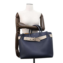 Load image into Gallery viewer, BURBERRY Belt 2WAY Tote Bag Navy/White8014099 Leather
