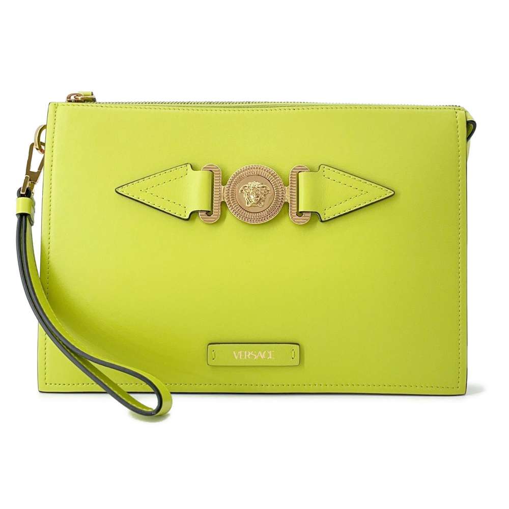 Gianni Versace Medusa Clutch Bag LimeYellowDP87631 Leather