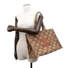 Load image into Gallery viewer, CELINE Triomphe Cabas Thais Tote Bag Camel196762 Wool  Leather Size Large
