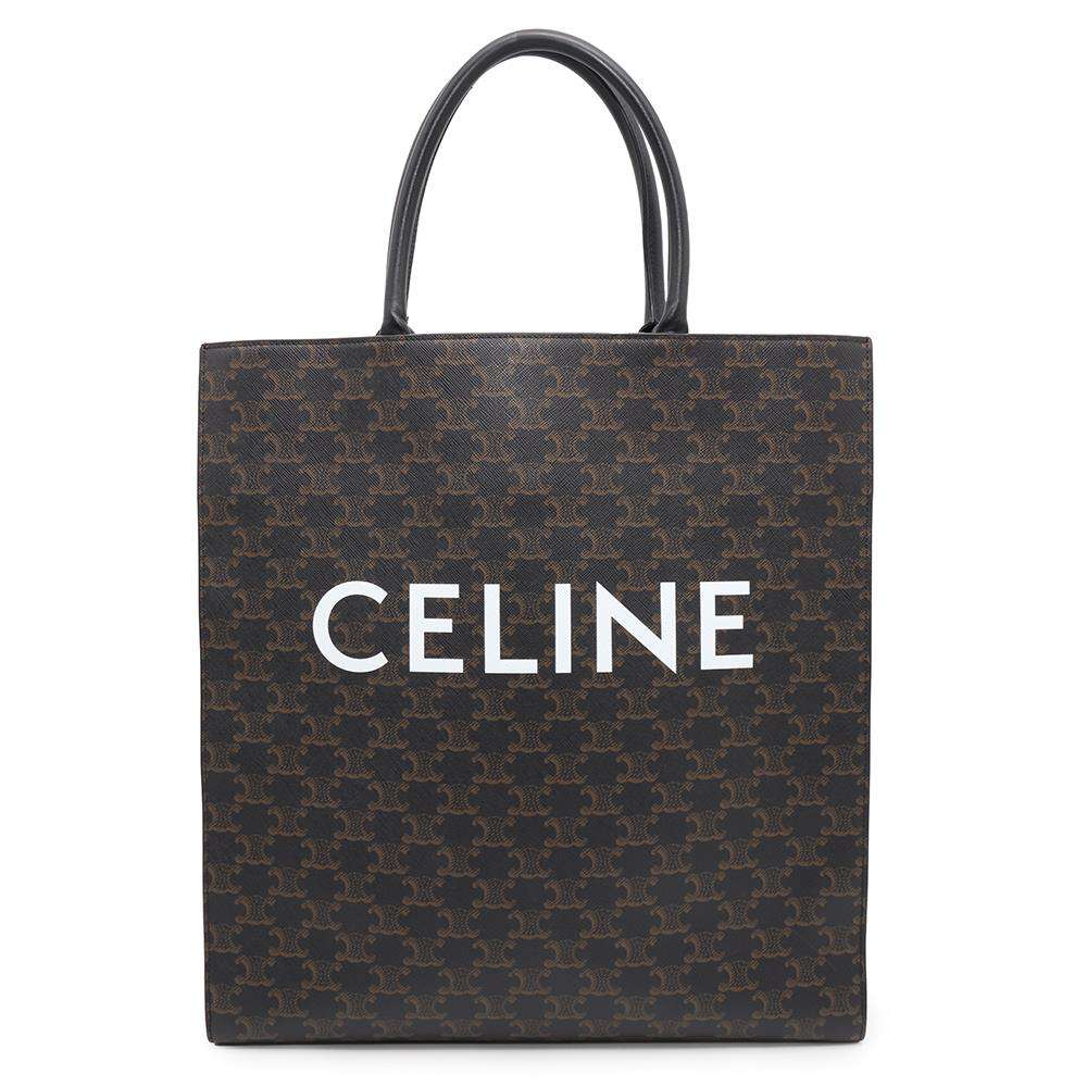 CELINE Triomphe Vertical Cabas Black/Brown191492CIM PVC Leather Size Large