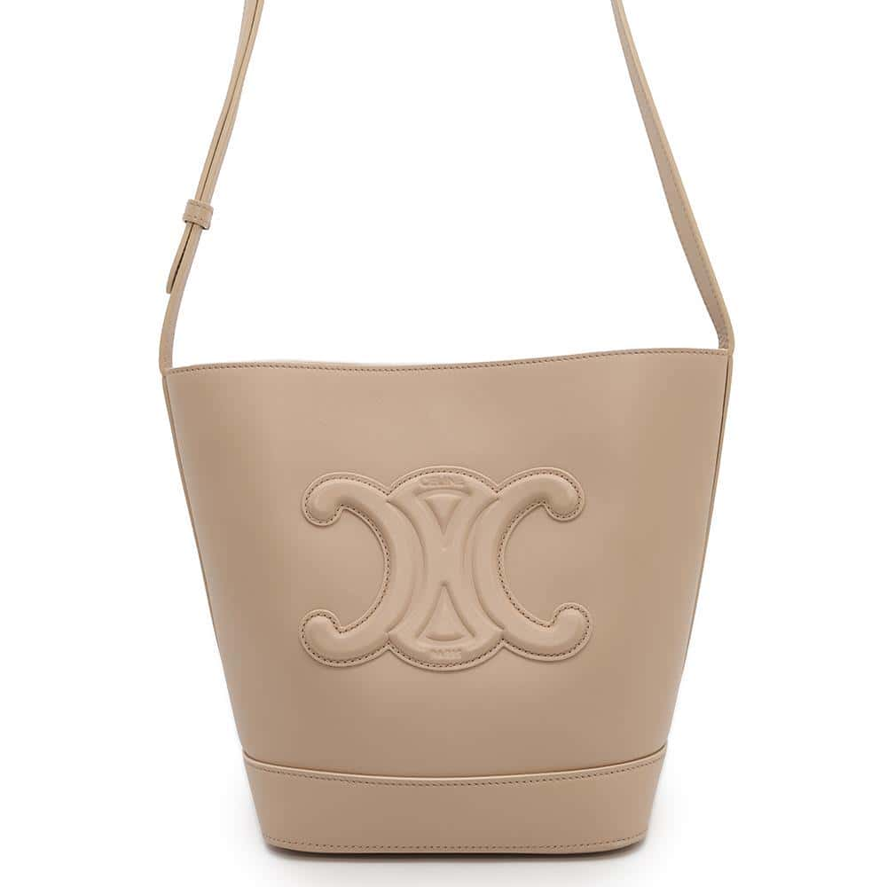 CELINE Triomphe Shoulder Bag Beige113783DU3 Leather