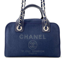 将图像加载到图库查看器中，CHANEL Deauville 2wayChainBag NavyA92750 Canvas Leather
