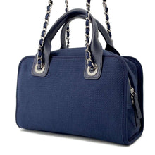 Load image into Gallery viewer, CHANEL Deauville 2wayChainBag NavyA92750 Canvas Leather
