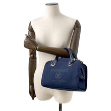 Load image into Gallery viewer, CHANEL Deauville 2wayChainBag NavyA92750 Canvas Leather
