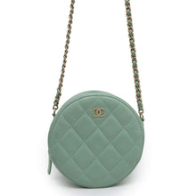 将图像加载到图库查看器中，CHANEL Round Shoulder Bag Light GreenA70657 Lambskin
