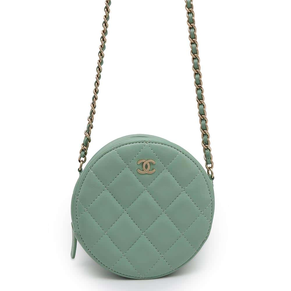 CHANEL Round Shoulder Bag Light GreenA70657 Lambskin