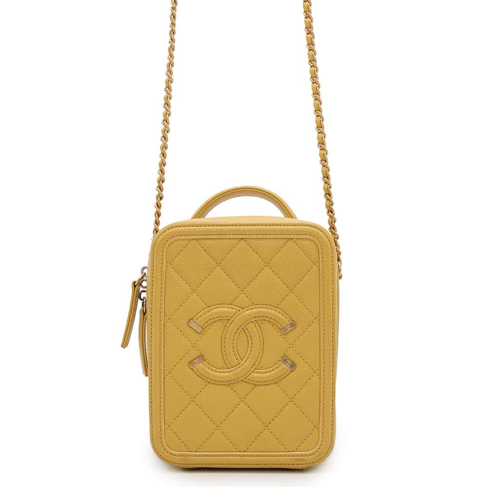 CHANEL CCFiligree  ChainShoulder YellowAS0988 Caviar Leather