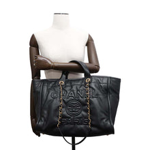 Load image into Gallery viewer, CHANEL Deauville embossed tote BlackAS3257 Lambskin Size Large
