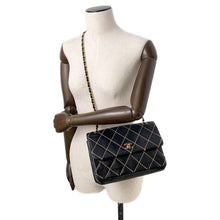 Load image into Gallery viewer, CHANEL Wild Stitch Flap Shoulder Black Leather
