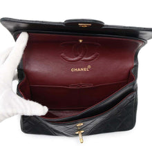 Load image into Gallery viewer, CHANEL Double Flap Matelasse ChainShoulder BlackA01112 Lambskin Size 25
