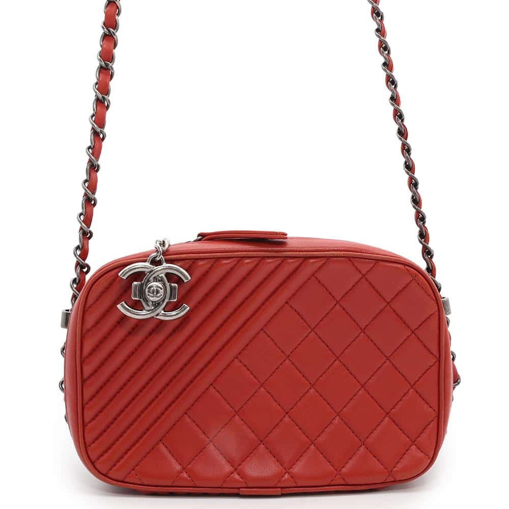 CHANEL Camera bag Red Lambskin