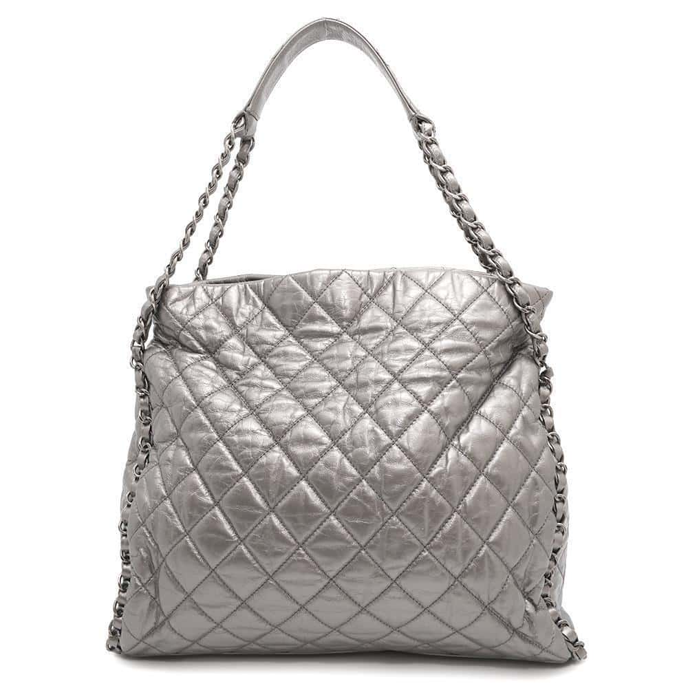 CHANEL Around Chain Shoulder Silver Leather