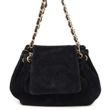 将图像加载到图库查看器中，CHANEL CC Logo ChainShoulder Black Velour
