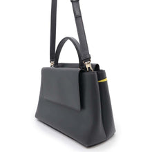 Load image into Gallery viewer, Valextra Valextra Twist 2way Shoulder Bag Gray/Yellow Leather
