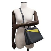 Load image into Gallery viewer, Valextra Valextra Twist 2way Shoulder Bag Gray/Yellow Leather
