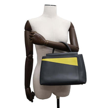 Load image into Gallery viewer, Valextra Valextra Twist 2way Shoulder Bag Gray/Yellow Leather
