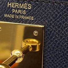 将图像加载到图库查看器中，HERMES Kelly Sellier Contour Blue Indigo/Rouge H Epsom Size 28
