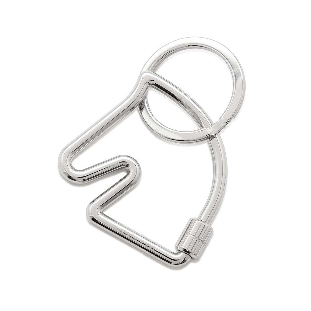 HERMES Cheval Key Ring Silver Metal