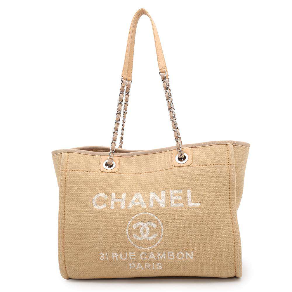 CHANEL Deauville 2way tote BeigeA67001 Canvas Size Medium