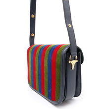 将图像加载到图库查看器中，GUCCI Horsebit Shoulder Bag Navy/Multicolor602204 Suede leather
