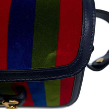 将图像加载到图库查看器中，GUCCI Horsebit Shoulder Bag Navy/Multicolor602204 Suede leather
