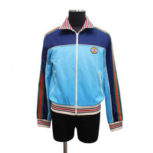 将图像加载到图库查看器中，GUCCI Interlocking G Web Track Jacket Size XS Multicolor/Blue645206 Polyester55% Cotton45%
