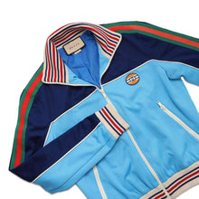 将图像加载到图库查看器中，GUCCI Interlocking G Web Track Jacket Size XS Multicolor/Blue645206 Polyester55% Cotton45%
